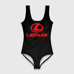 Купальник-боди 3D женский Lexus red logo, цвет: 3D-принт