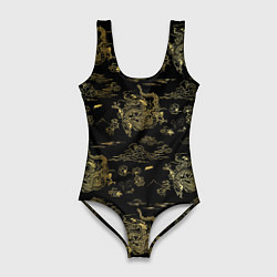 Купальник-боди 3D женский Небесный дракон узор, цвет: 3D-принт