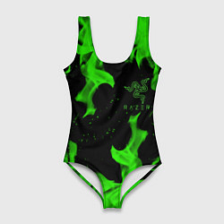 Женский купальник-боди Razer зелёный огонь