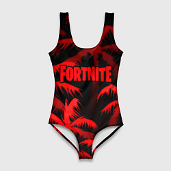 Купальник-боди 3D женский Fortnite tropic red, цвет: 3D-принт