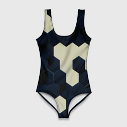 Купальник-боди 3D женский Соты абстракция, цвет: 3D-принт