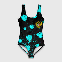 Купальник-боди 3D женский Герб текстура РФ, цвет: 3D-принт