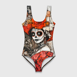 Купальник-боди 3D женский Катрина в красном, цвет: 3D-принт