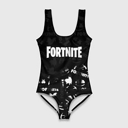 Купальник-боди 3D женский Fortnite pattern black, цвет: 3D-принт