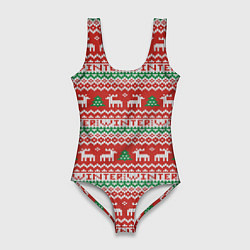 Женский купальник-боди Deer christmas pattern