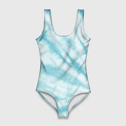 Купальник-боди 3D женский Голубой тай дай, цвет: 3D-принт