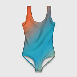 Купальник-боди 3D женский Сине-оранжевый градиент, цвет: 3D-принт