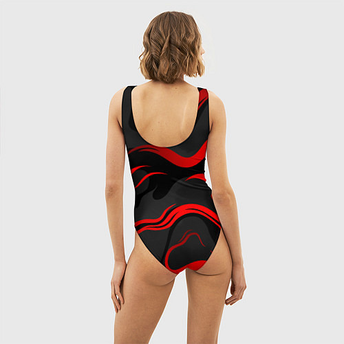 Женский купальник-боди Stray kids - красные полосы / 3D-принт – фото 4