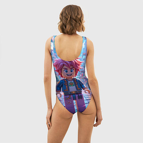Женский купальник-боди Роблокс с розовыми волосами / 3D-принт – фото 4