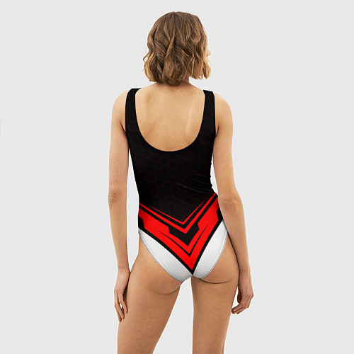 Женский купальник-боди Exeed - красный симметричный / 3D-принт – фото 4