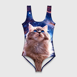 Купальник-боди 3D женский Невская маскарадная кошка в космосе, цвет: 3D-принт