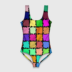 Купальник-боди 3D женский Лоскутки, цвет: 3D-принт