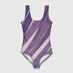 Купальник-боди 3D женский Фиолетовый абстрактные полосы, цвет: 3D-принт