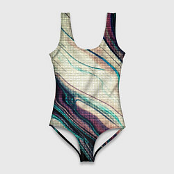 Женский купальник-боди Абстракция тёмные краски с текстурой