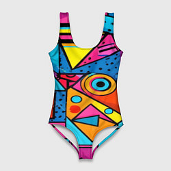 Купальник-боди 3D женский Кислая геометрия, цвет: 3D-принт