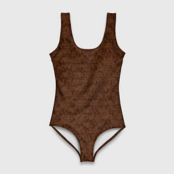 Купальник-боди 3D женский Коричневый текстурный, цвет: 3D-принт