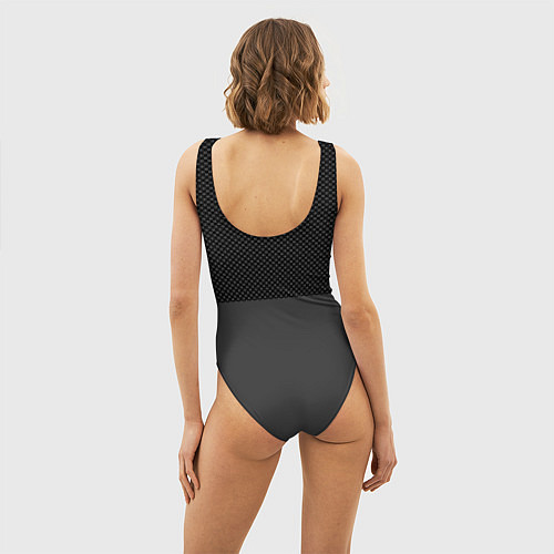 Женский купальник-боди Sport красными на сером / 3D-принт – фото 4