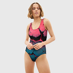 Купальник-боди 3D женский Объемные разломы текстура, цвет: 3D-принт — фото 2