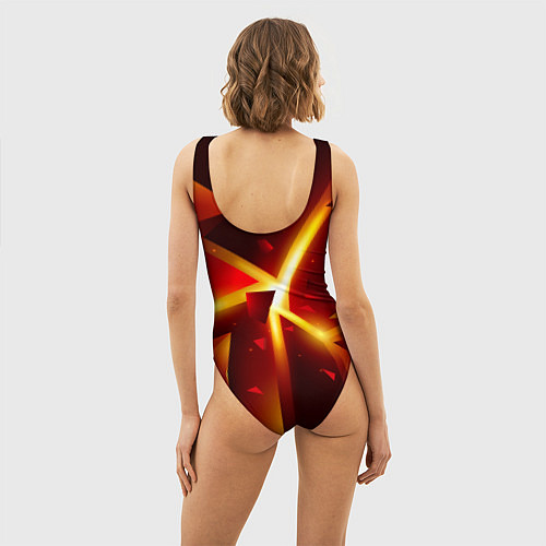Женский купальник-боди Трехмерный взрыв неоновых плит абстракция / 3D-принт – фото 4