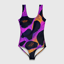 Купальник-боди 3D женский Неоновый леопардовый узор, цвет: 3D-принт