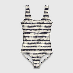 Купальник-боди 3D женский Тёмные полосы на светлом, цвет: 3D-принт