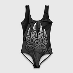 Купальник-боди 3D женский Велес лапа медведя, цвет: 3D-принт