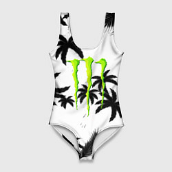 Купальник-боди 3D женский Monster energy пальмы, цвет: 3D-принт