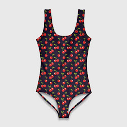Купальник-боди 3D женский Паттерн с ягодами вишни, цвет: 3D-принт