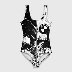 Женский купальник-боди BMW черно белые краски