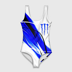 Купальник-боди 3D женский Monster energy линии абстракции, цвет: 3D-принт