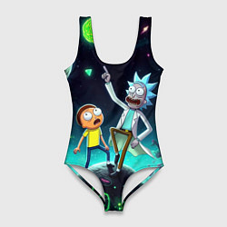 Купальник-боди 3D женский Рик и Морти на планете сказочных грибов, цвет: 3D-принт