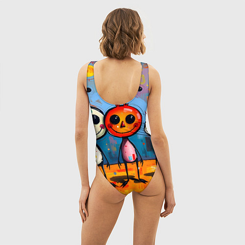 Женский купальник-боди Инопланетные человечки / 3D-принт – фото 4