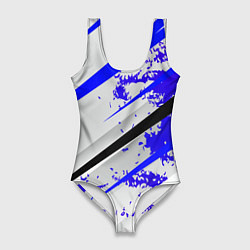 Купальник-боди 3D женский Color white blue, цвет: 3D-принт
