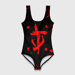 Купальник-боди 3D женский Doom красные краски, цвет: 3D-принт