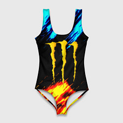 Женский купальник-боди Monster energy текстура огненная