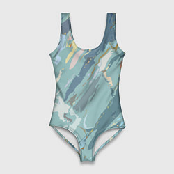 Женский купальник-боди Холодный голубой абстракция