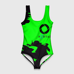 Купальник-боди 3D женский Portal черный дым, цвет: 3D-принт