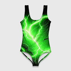 Купальник-боди 3D женский Color green black, цвет: 3D-принт