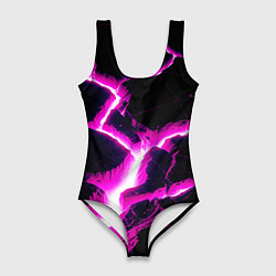 Купальник-боди 3D женский Color pink black, цвет: 3D-принт