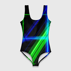 Купальник-боди 3D женский Color blue black green, цвет: 3D-принт