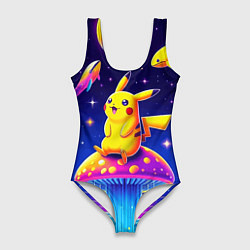Купальник-боди 3D женский Pikachu sits on a fly agaric - ai art fantasy, цвет: 3D-принт