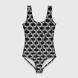 Купальник-боди 3D женский Кольчуга крупная - паттерн, цвет: 3D-принт