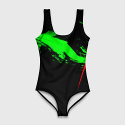 Женский купальник-боди Color black green red