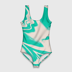 Купальник-боди 3D женский Color white turquoise, цвет: 3D-принт