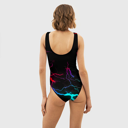 Женский купальник-боди Real Madrid neon storm / 3D-принт – фото 4