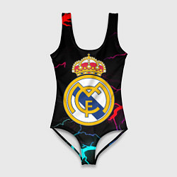 Купальник-боди 3D женский Real Madrid neon storm, цвет: 3D-принт