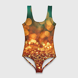 Женский купальник-боди Золотистое боке текстура