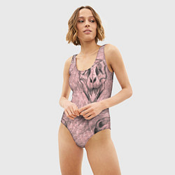 Купальник-боди 3D женский Черепа динозавров - эскиз, цвет: 3D-принт — фото 2