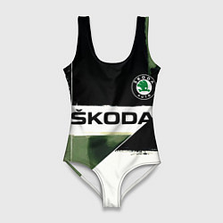 Купальник-боди 3D женский Skoda логотип, цвет: 3D-принт