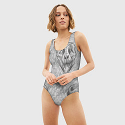 Купальник-боди 3D женский Черепа динозавров - эскиз, цвет: 3D-принт — фото 2